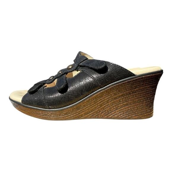 SAS Shoes Ginger Black Sparkly Wedge Slide Sandal Women size 8.5 M - Picture 2 of 6